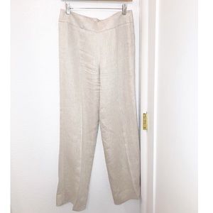 MaxMARA Ecru Herringbone 💯 Linen Wide Leg Tailored Trousers SZ: 8